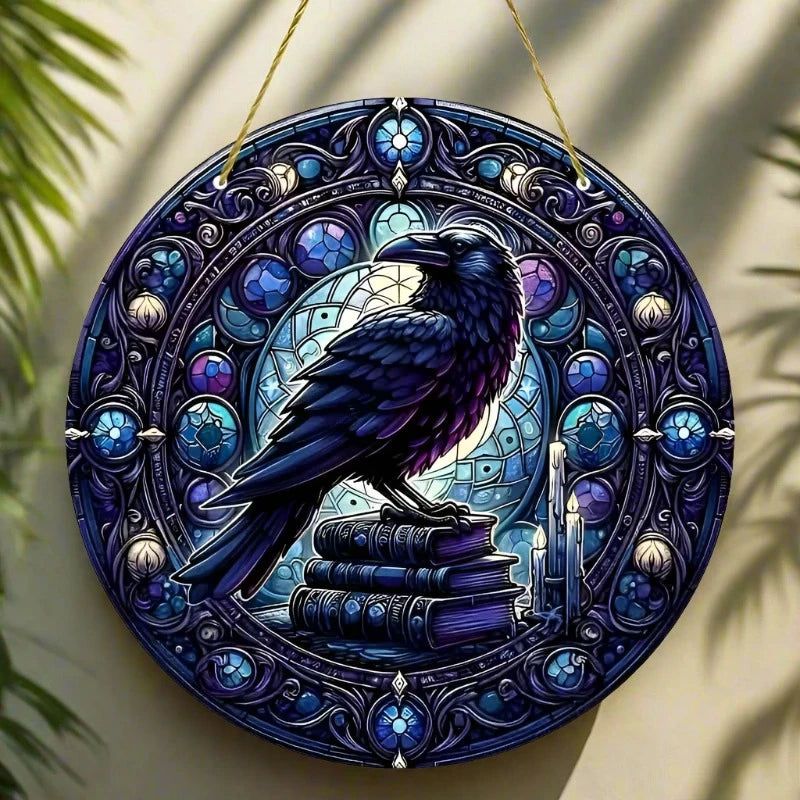 Gothic Raven Suncatcher Dark Crow Acrylic Sign-MoonChildWorld