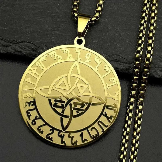 Witch Nordic Celtic Knot Runes Necklace Wiccan Pagan Jewelry