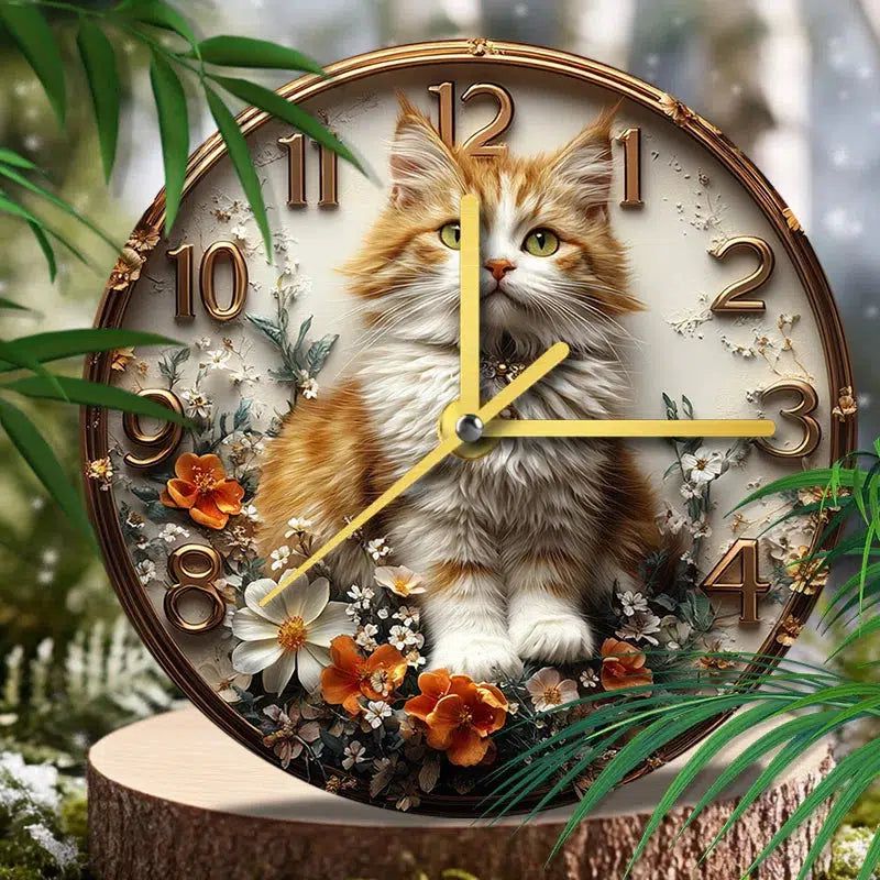 British Longhair Cat Wall Clock for Cat Lovers-MoonChildWorld