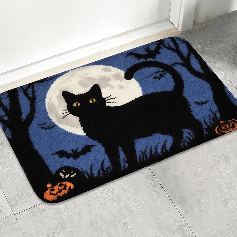 Gothic Halloween Doormat - Spooky Ghost, Spiderweb, Pumpkin, Cat & Bat Design Witch Home Decor-MoonChildWorld