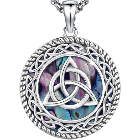 Celtic Knot Necklace 925 Sterling Silver Trinity Knot Necklace Wiccan Irish Amulet Jewelry