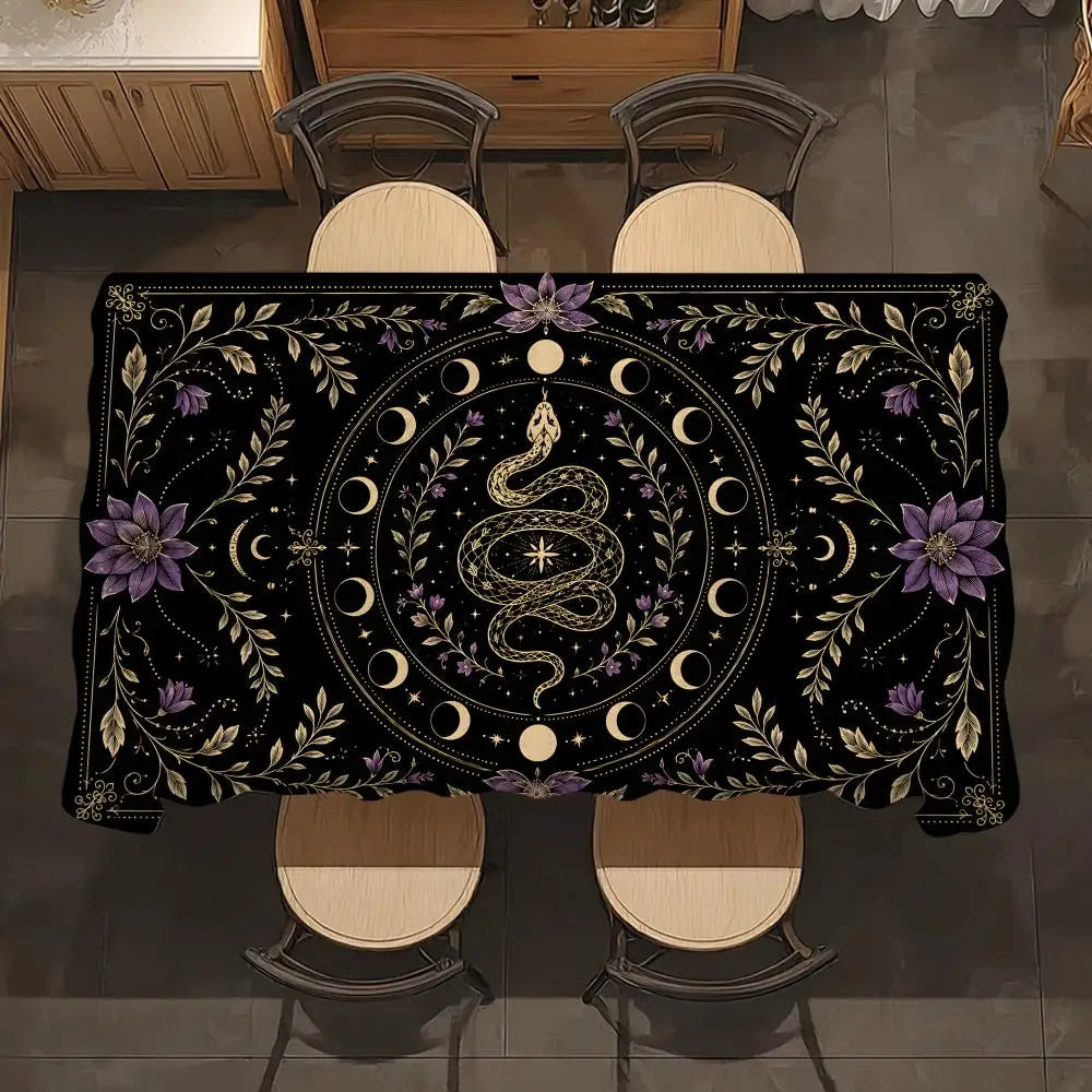 Tarot power tablecloth – witchy divination altar table cloth, full spread view