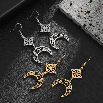 Wicca Moon Celtic Knot Earrings Witch Jewelry-MoonChildWorld