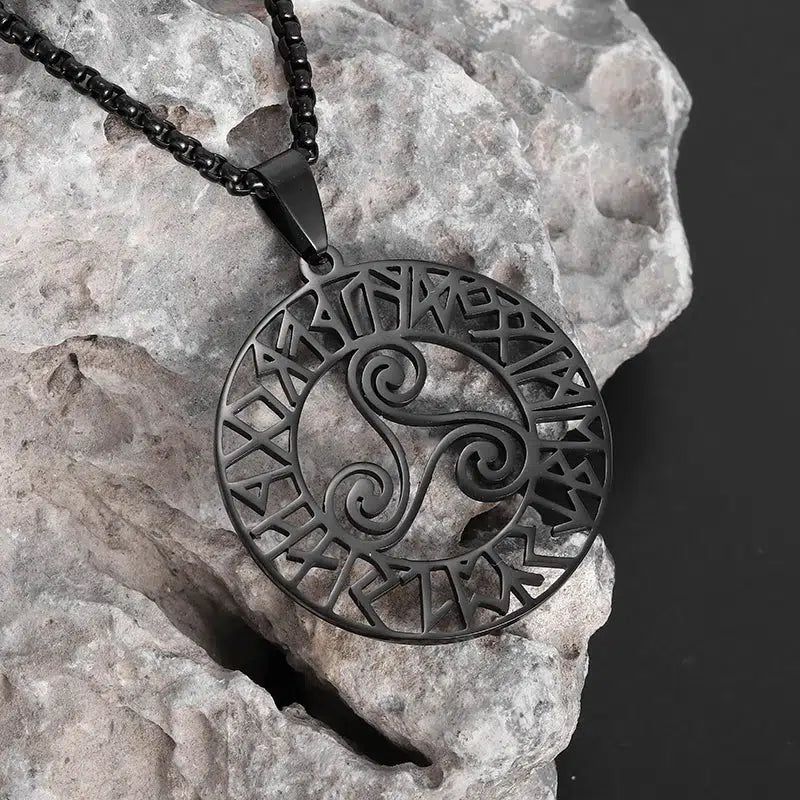 Triangle Rune Spiral Necklace Pagan Jewelry-MoonChildWorld