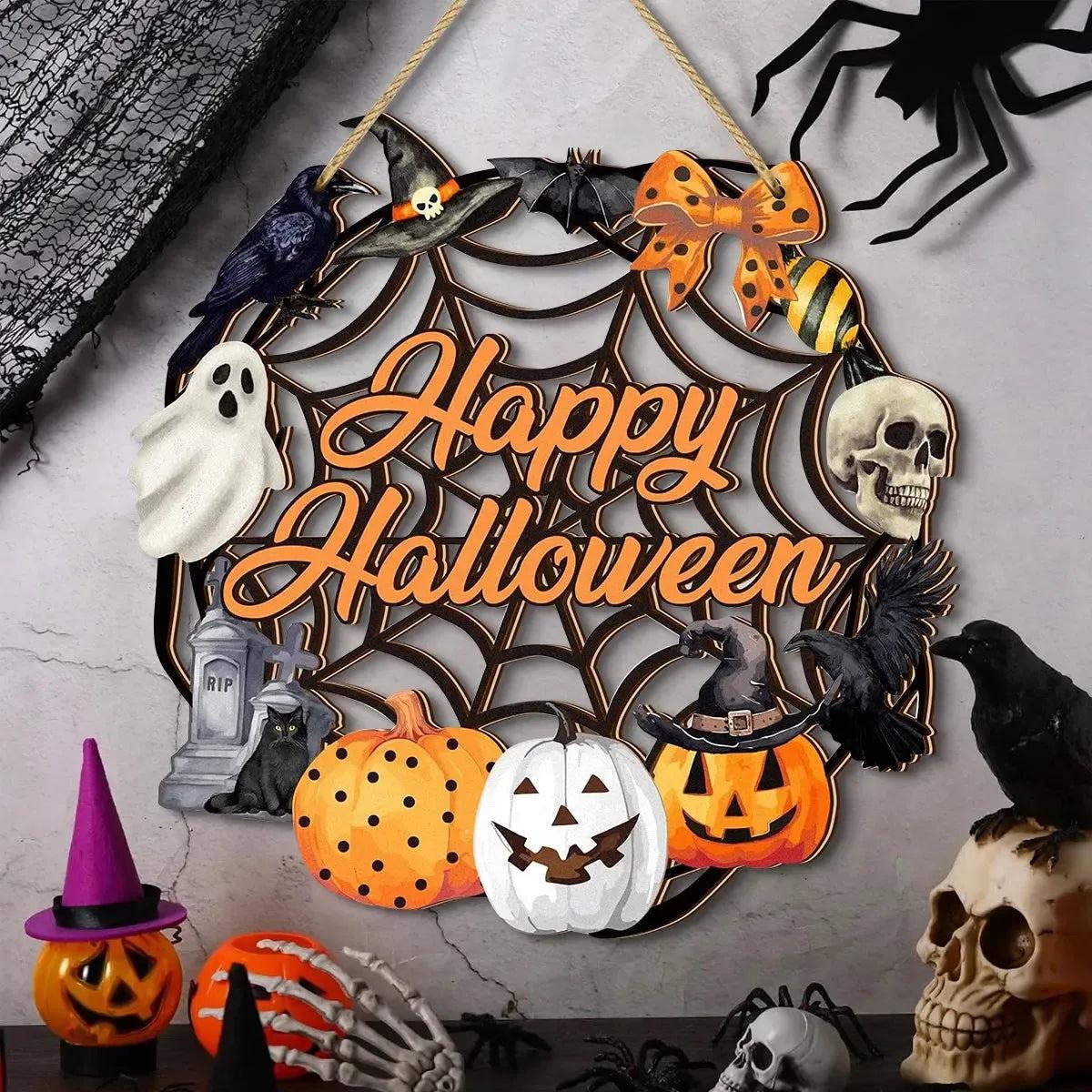 Spooky Halloween Wooden Sign Wall Decor - Witchy Hanging Decoration Spooky Welcome Sign for Witch Home Decor-MoonChildWorld
