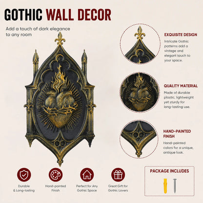 Sacred heart wall art – distressed carved detail