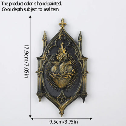 Devotional sacred heart plaque – dark religious wall decor