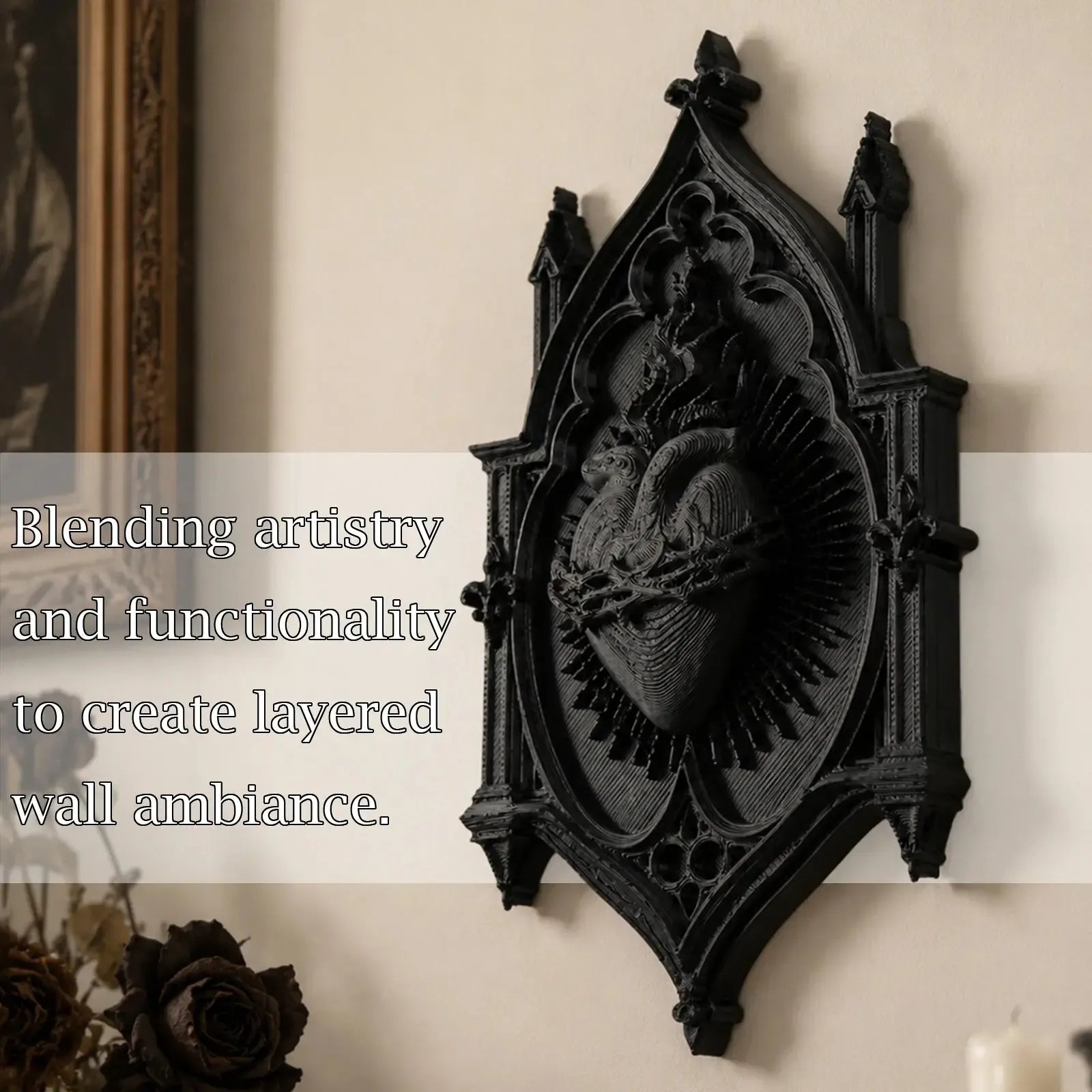 Church spire heart plaque – witchy gothic altar decor styled