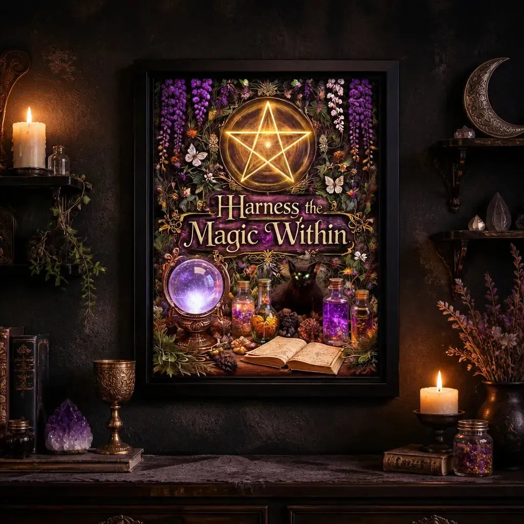 Sacred Pagan Canvas Wall Art - Black Framed Print for Wicca Altar & Sacred Space_mockup_2.webp
