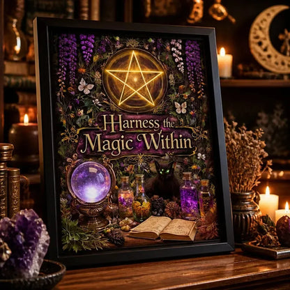 Sacred Pagan Canvas Wall Art - Black Framed Print for Wicca Altar & Sacred Space_mockup_3.webp
