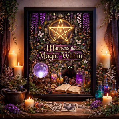 Sacred Pagan Canvas Wall Art - Black Framed Print for Wicca Altar & Sacred Space-MoonChildWorld