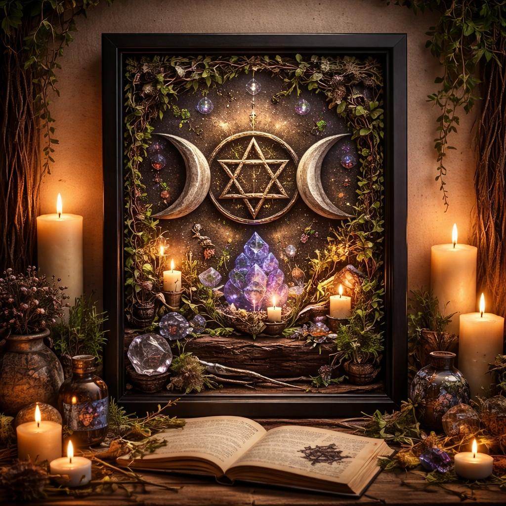 Sacred Triple Moon Wall Art - Black Framed Witchy Canvas for Magical Home Decoration-MoonChildWorld