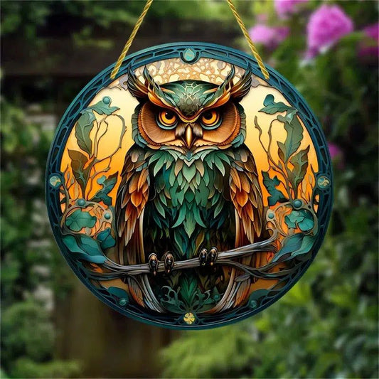 Spiritual Owl Suncatcher Witchy Acrylic Round Sign