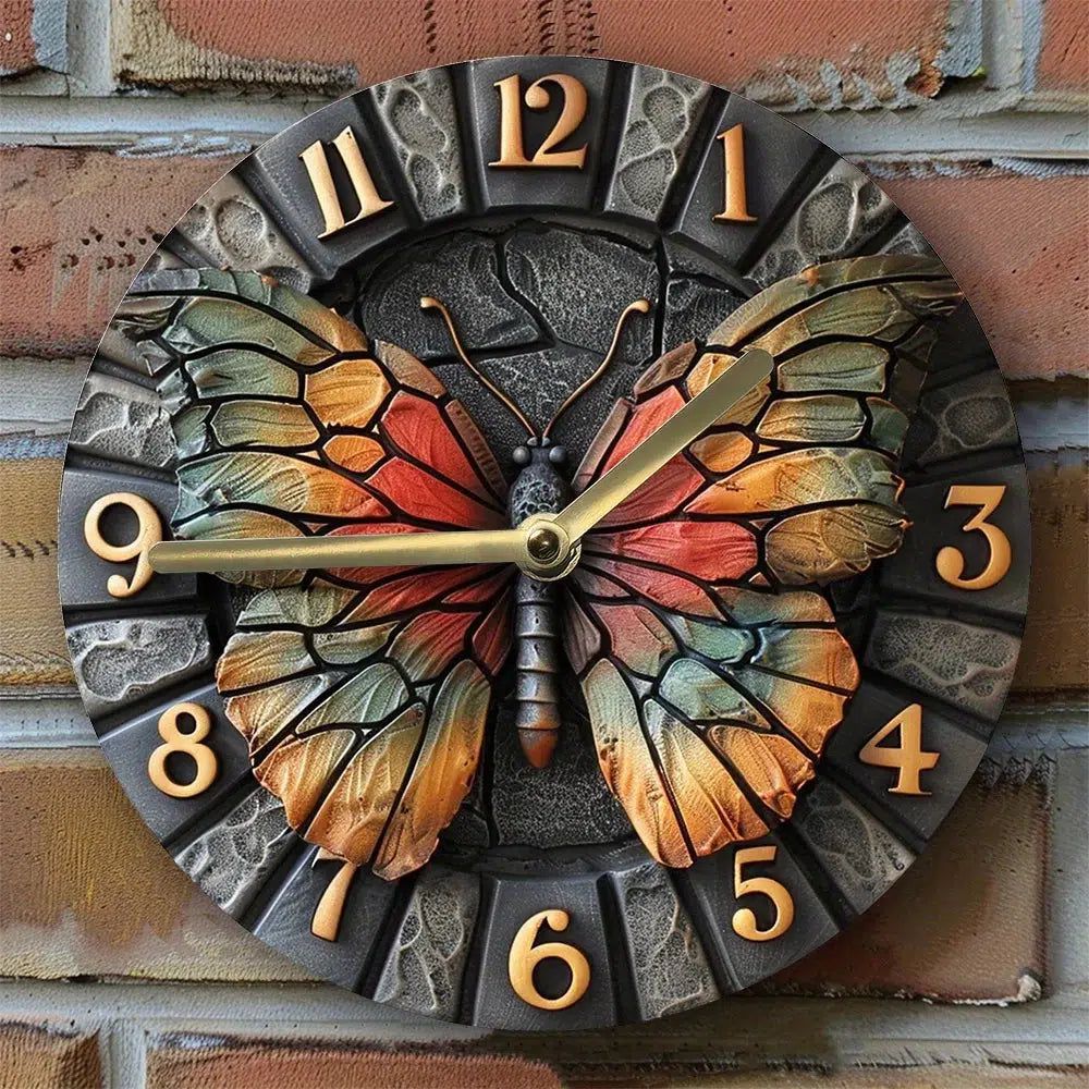 Wall Clock With Butterfly Wings-MoonChildWorld