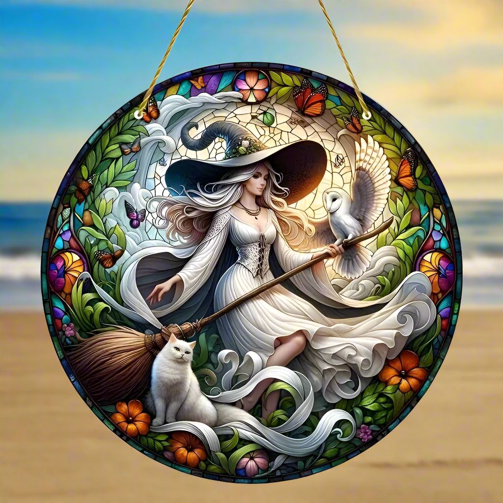 White Witch Suncatcher Mystic Window Hanging-MoonChildWorld