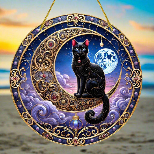 Black Cat Suncatcher Magical Cat Window Decor Witchy Suncatcher