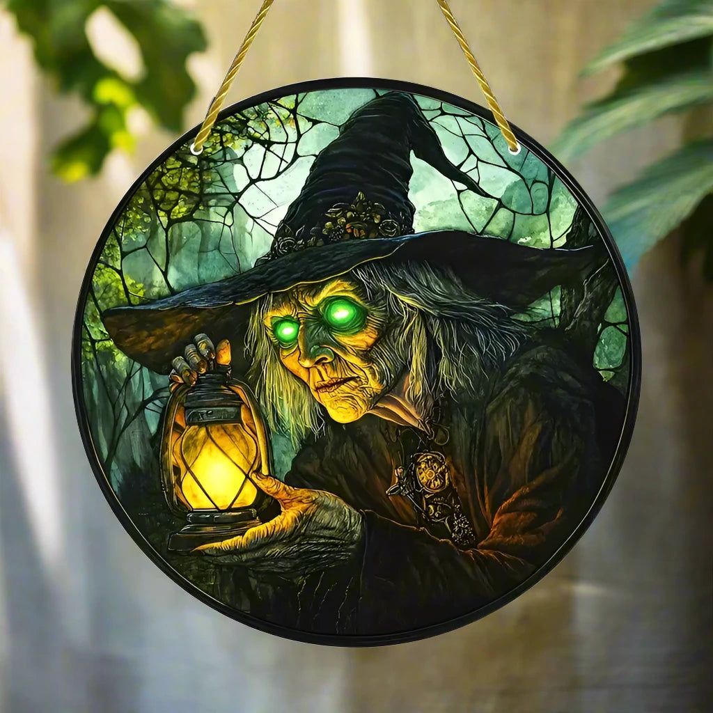 Halloween window decor Witchy suncatcher Gothic window art Witch Hanging Ornament-MoonChildWorld