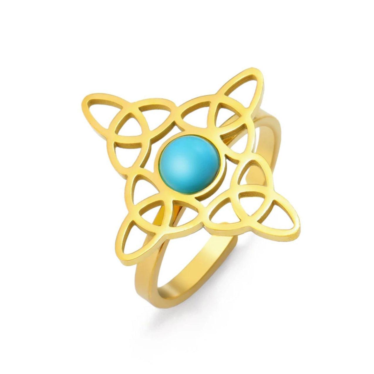 Blue Stone Celtic Knot Ring Witchcraft Witch Knot Ring Amulet Jewelry-MoonChildWorld