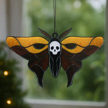 Death Moth Halloween Suncatcher Window Hangings - Gothic Skull Butterfly Suncatcher Window Ornaments
