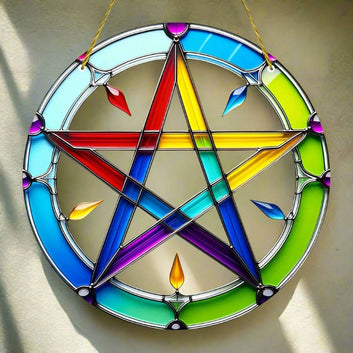 Pentacle Suncatcher Wicca Pagan Acrylic Round Sign