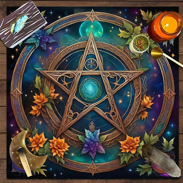Witchcraft Pentagram Tarot Tablecloth Pagan Pentacle Altar Cloth Wicca Divination Cloth-MoonChildWorld