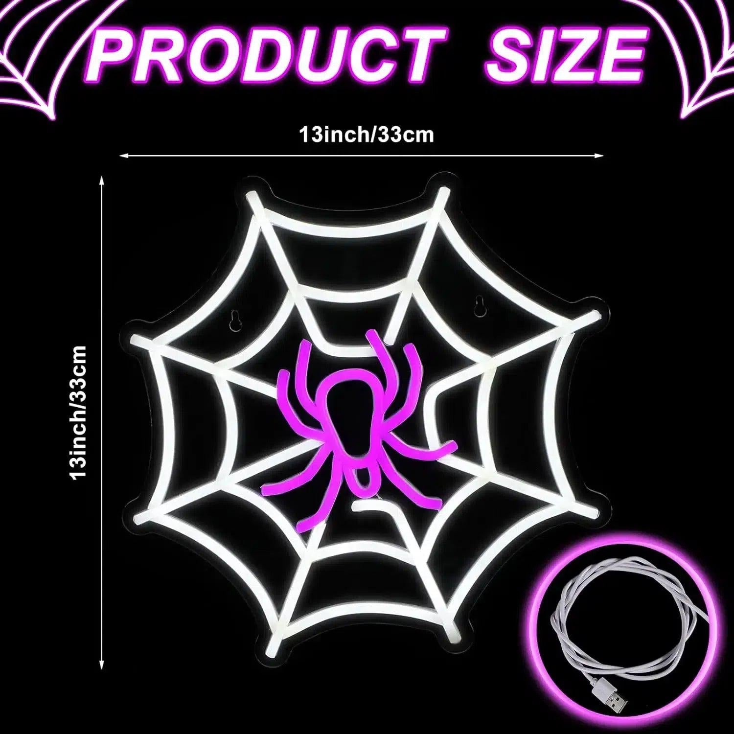 Witchy Spider Web Neon Signs Spider Gothic LED Neon Light Halloween Wall Decor-MoonChildWorld