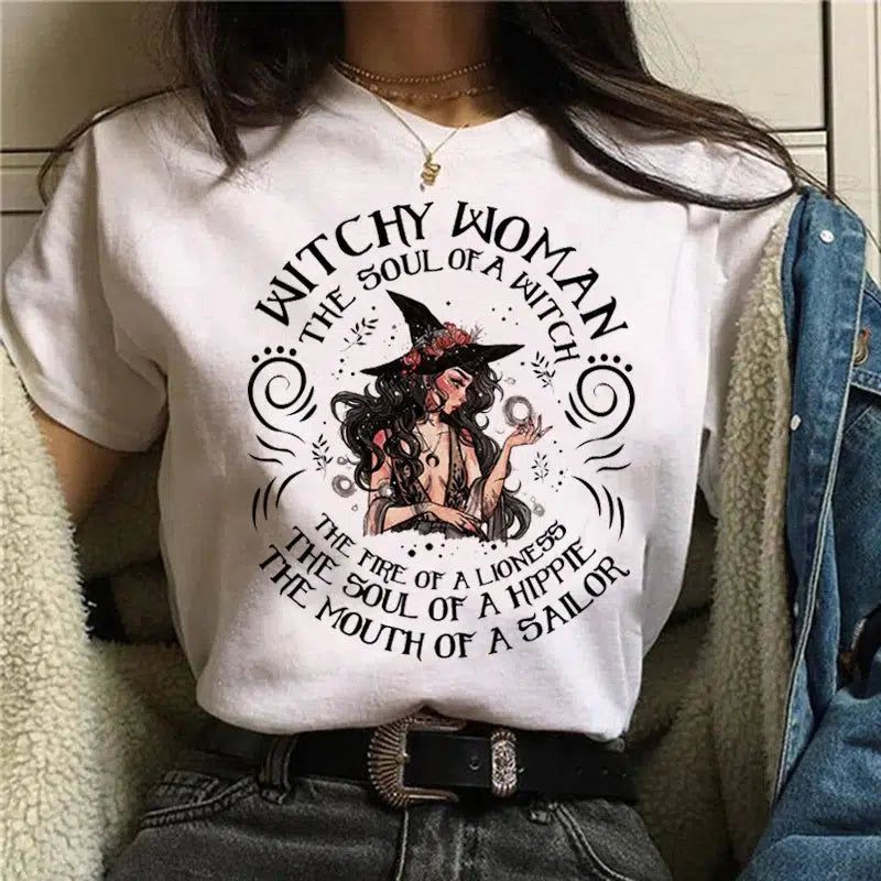 Vintage Witch T-shirt Funny Halloween T-shirt-MoonChildWorld