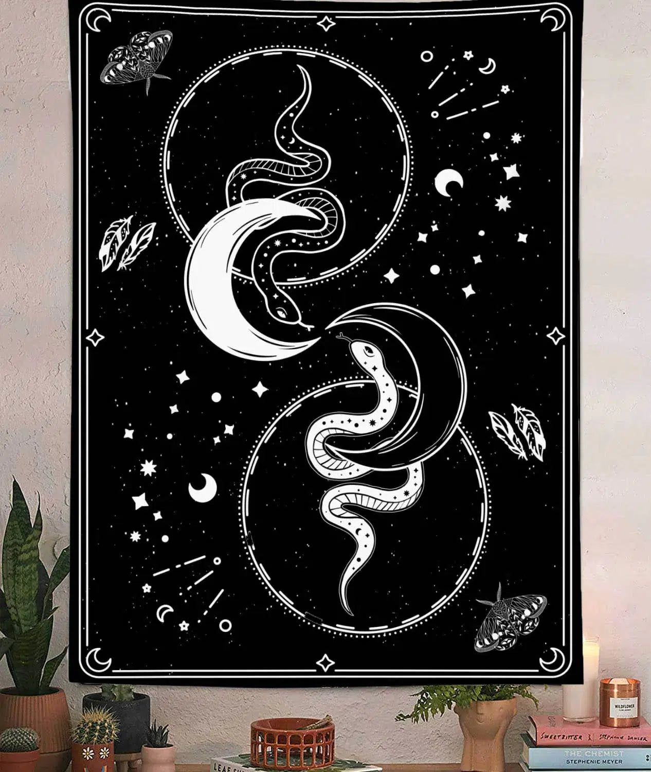 Gothic Skull Black Cat Tarot Moon Tapestries Witchcraft Tapestry-MoonChildWorld