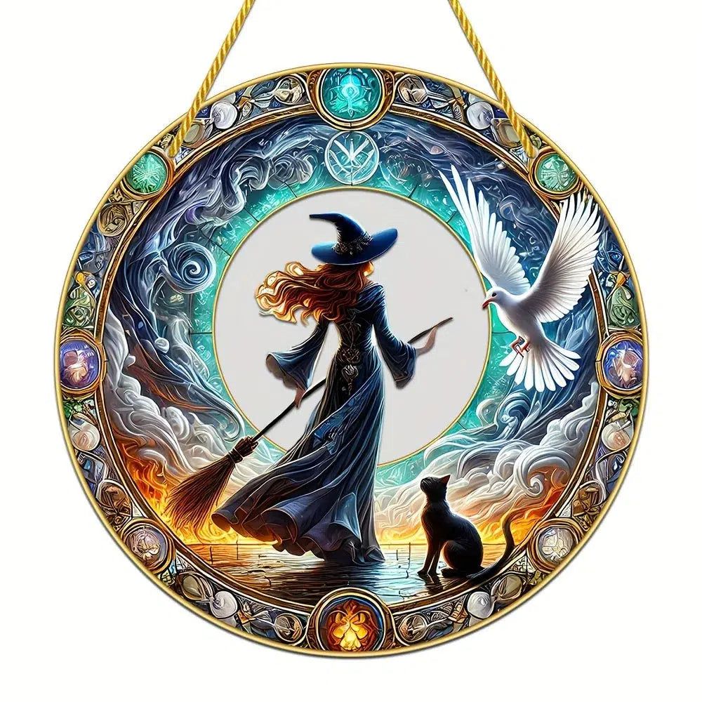 Occult Witch Suncatcher Witchy Hanging Ornament Window Decorations-MoonChildWorld