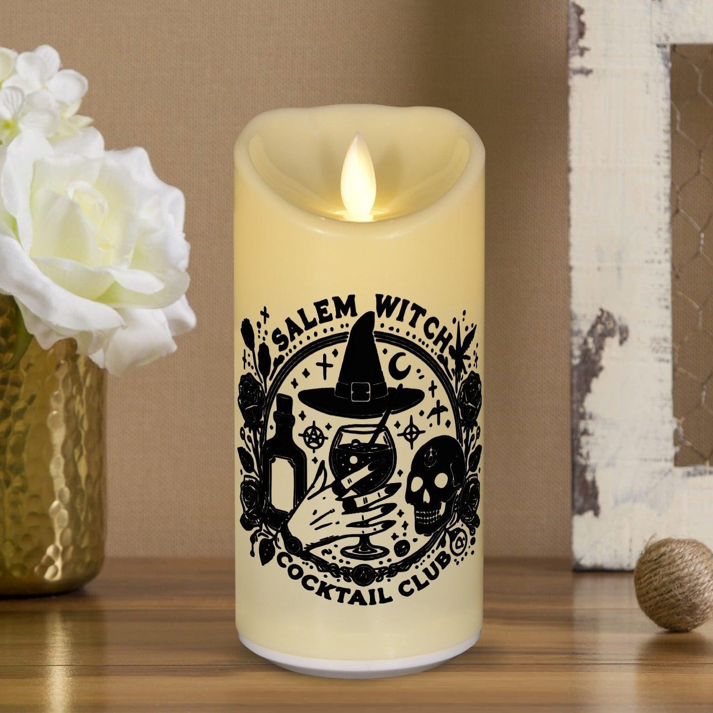 Salem Witch Gothic Halloween Flameless LED Candle-MoonChildWorld