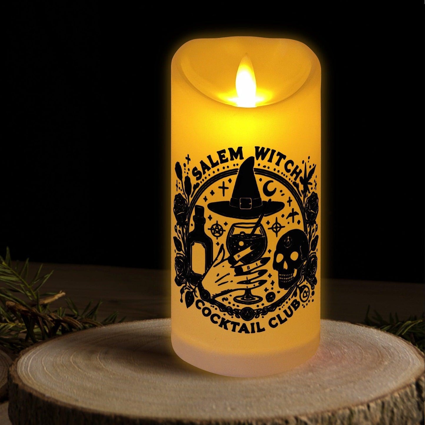 Salem Witch Gothic Halloween Flameless LED Candle-MoonChildWorld
