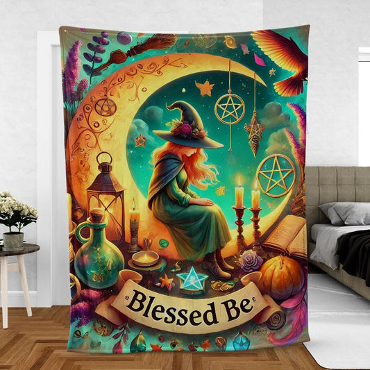 Samhain Witch Blanket – Sacred Pagan Throw for Rituals & Halloween Home Decor