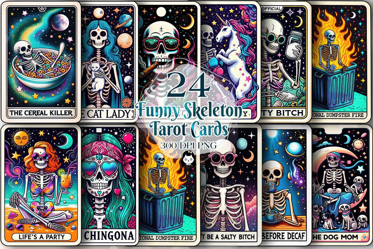 24 Sarcastic Skeleton Tarot Card-MoonChildWorld