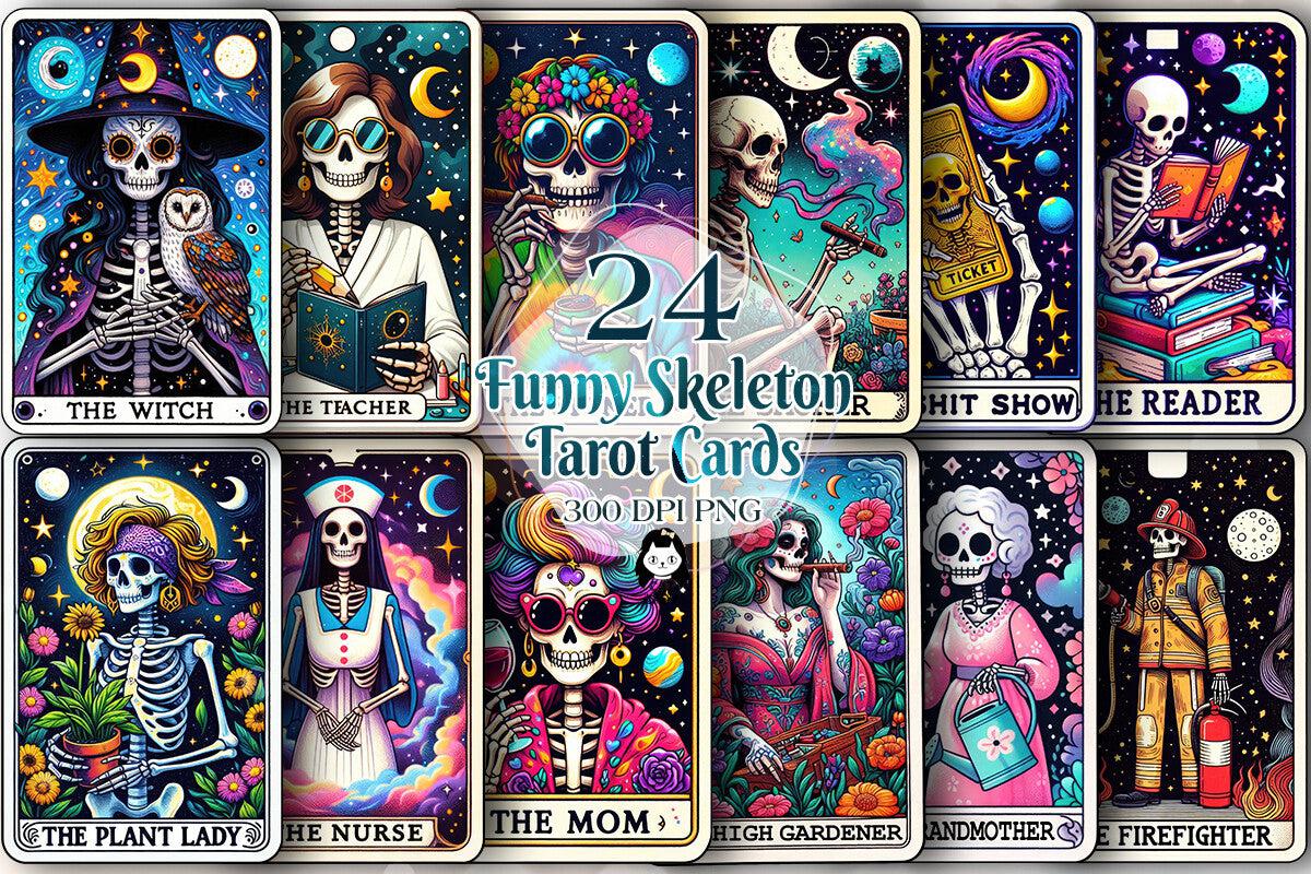 24 Sarcastic Skeleton Tarot Card-MoonChildWorld