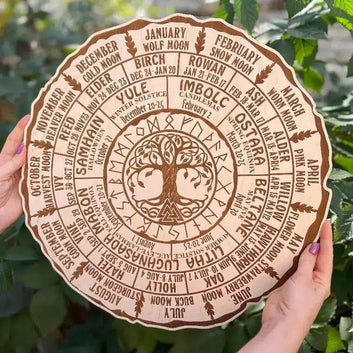 Wicca Calendar Round Wooden Sign Pagan Wheel Of The Year Tree Of Life Pagan