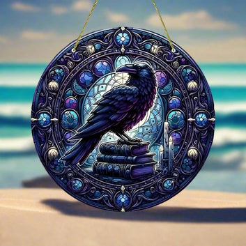 Gothic Raven Suncatcher Dark Crow Acrylic Sign