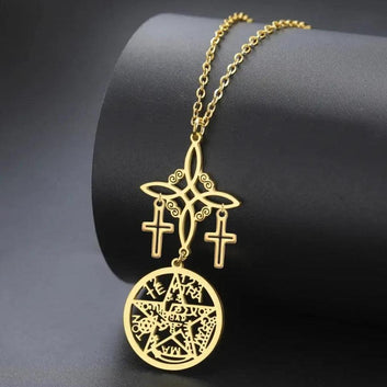 Cross Witch Celtic Knot Pentacle Tetragrammaton Necklace Witchcraft Jewelry