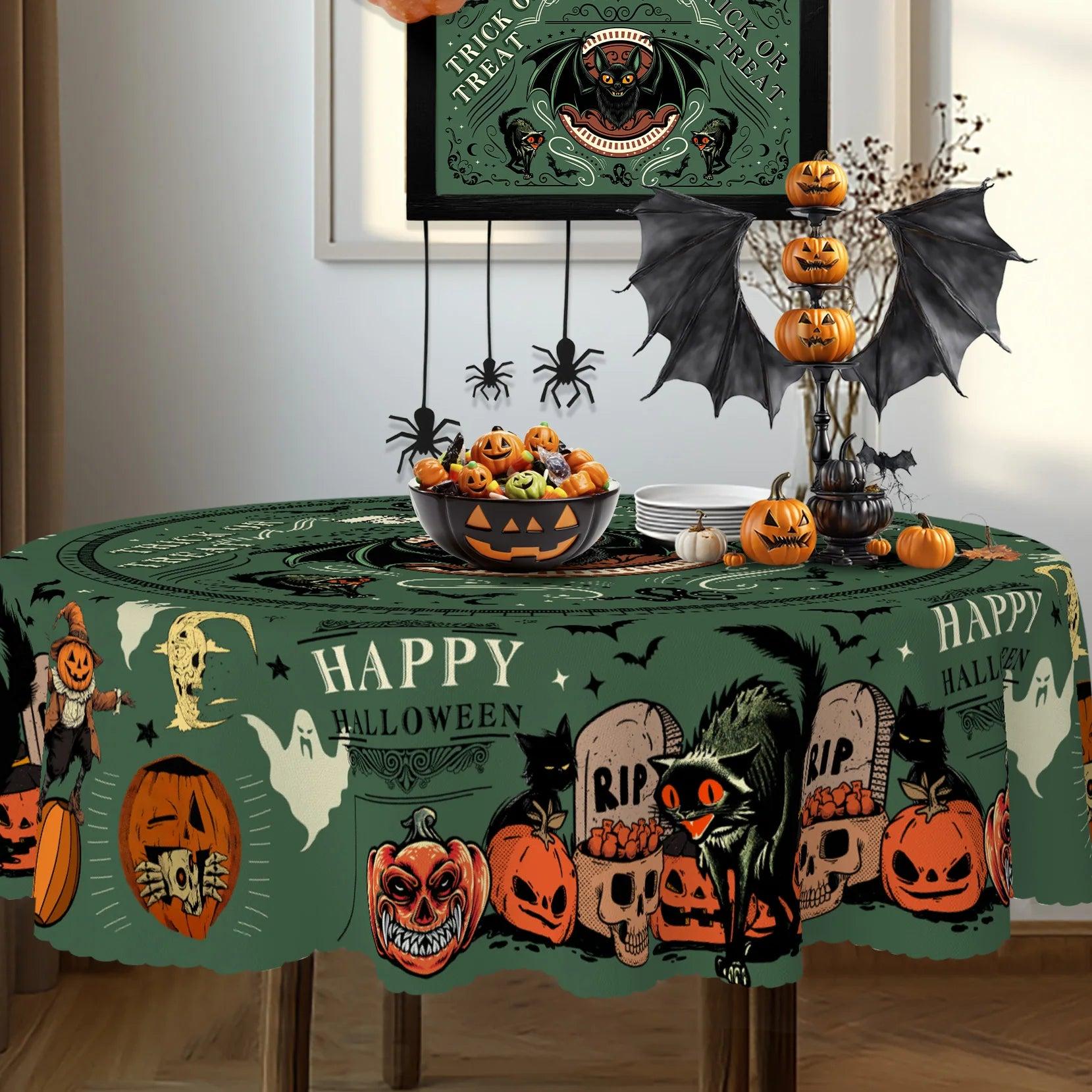 Gothic Bat Halloween Tablecloth - Witch Table Decoration Tablecloth-MoonChildWorld
