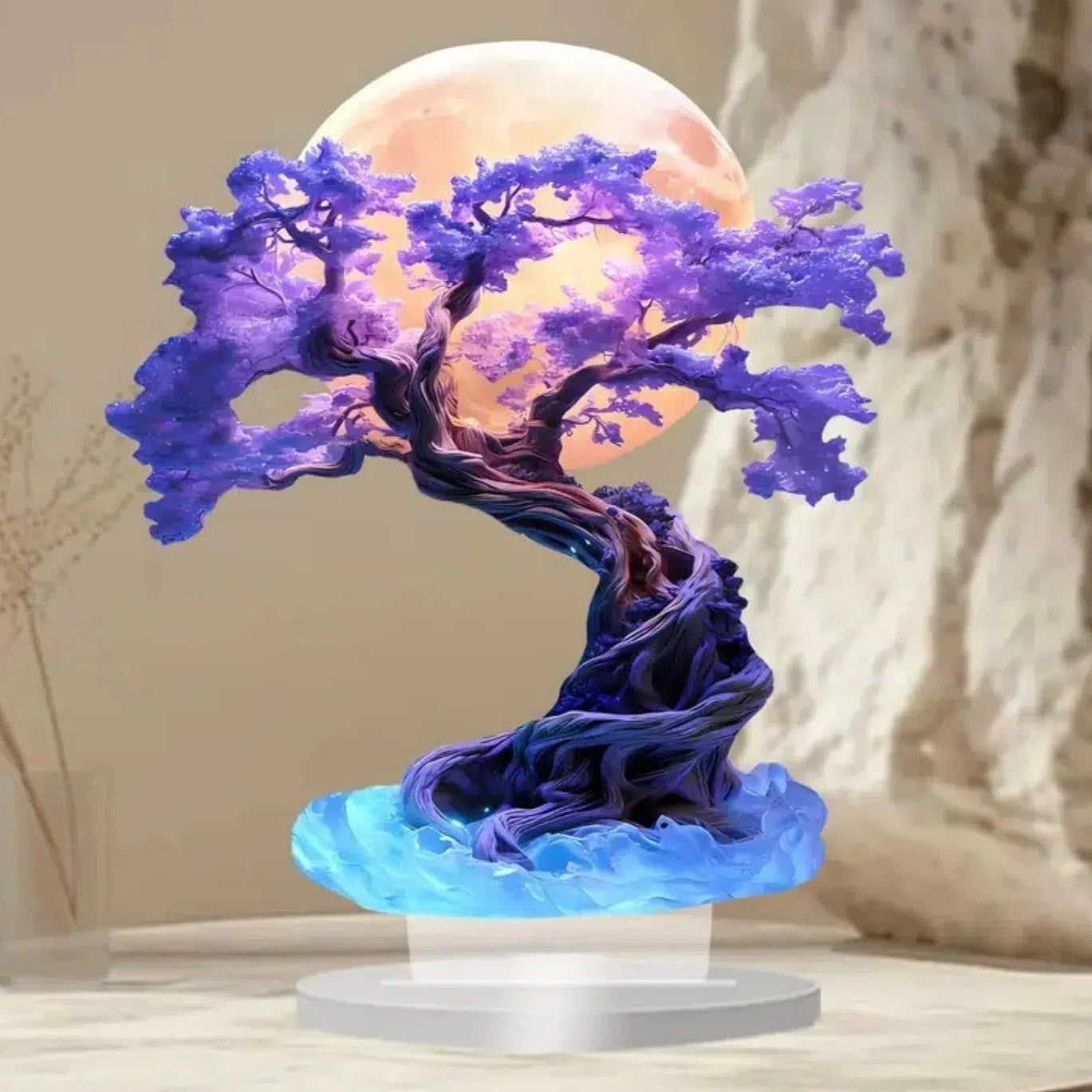 Moon and Tree of Life Table Ornament Wicca Tree of Life Acrylic Sign Pagan Desk Decor-MoonChildWorld