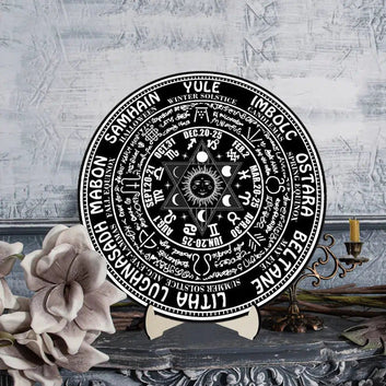 Wooden Pagan Sign Wheel of The Year Wicca Calendar