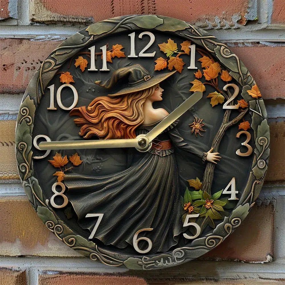 Autumn Witch Wall Clock Gothic Wall Clock-MoonChildWorld