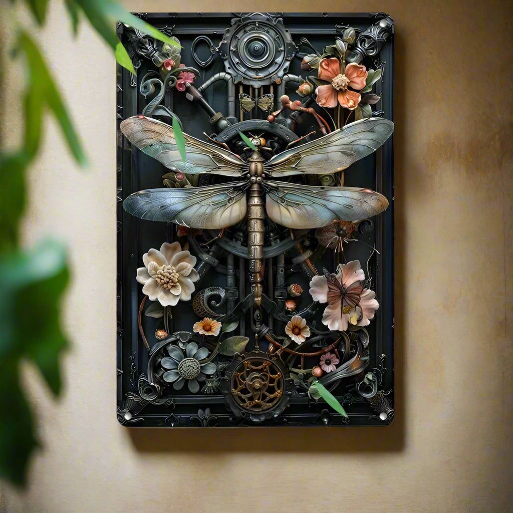 Steampunk Dragonfly Wall Decor Dragonfly Metal Sign Insect Home Decor-MoonChildWorld