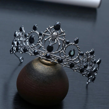 Dark Goddess Gothic Halloween Crown - Black Spider Web Witch Tiaras Hair Accessories Vampire Accessory