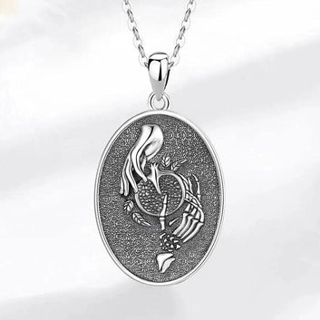 925 Sterling Silver Dark Goddess Persephone Necklace Pomegranate Skull Pendant Greek Mythology Wiccan Jewelry