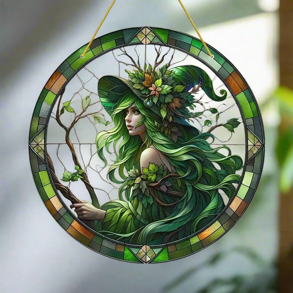 Green Witch Suncatcher Wicca Pagan Acrylic Sign-MoonChildWorld