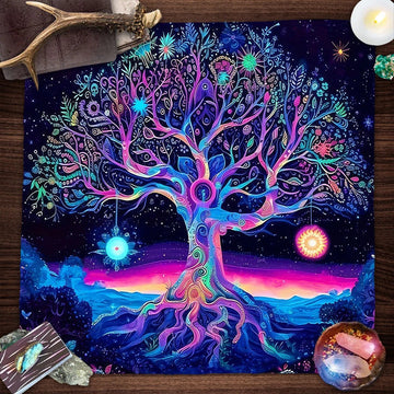 Colorful Tree of life Tarot Card Tablecloth Wicca Altar Cloths Divination Tarot Card Table Cloth-MoonChildWorld