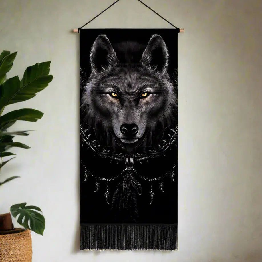 Boho Wolf Tapestry Wall Hanging Spirit Animals Tapestry-MoonChildWorld