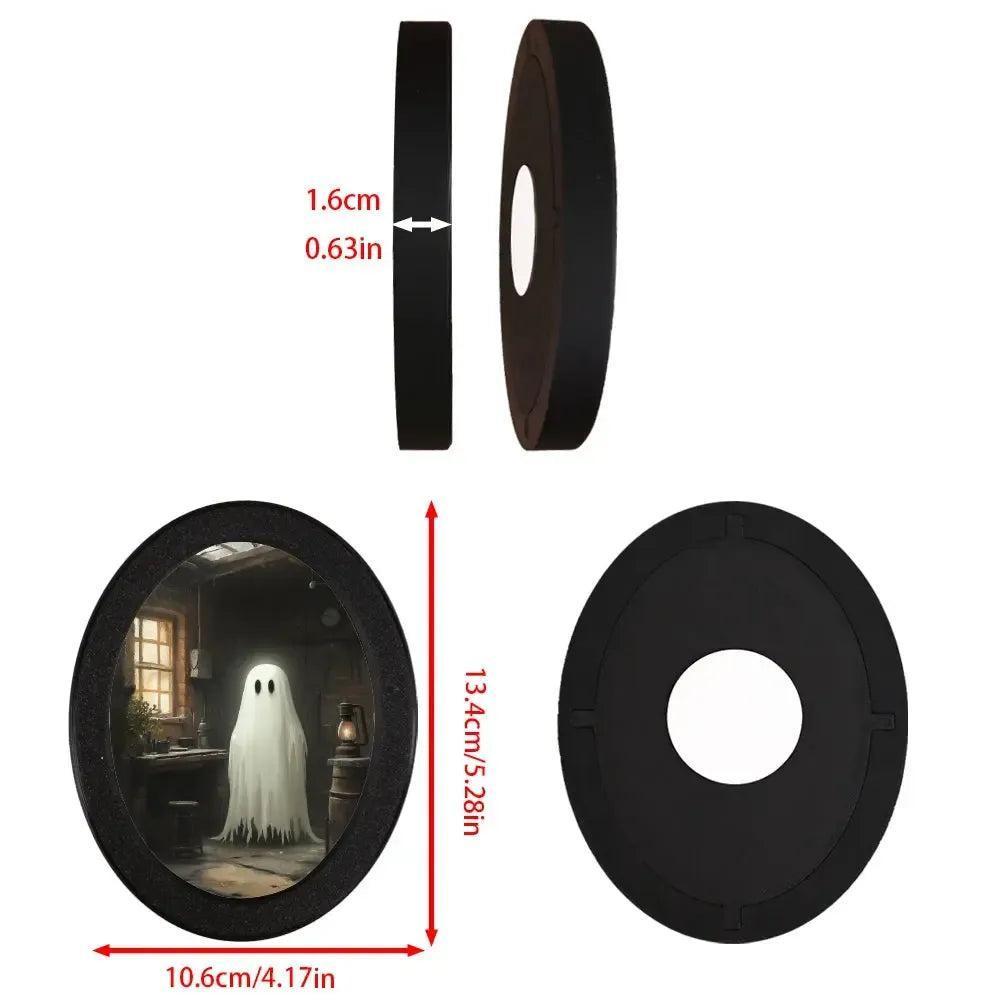 Cute Ghost Spooky Wooden Oval Frame - Gothic Oval Wall Art - Halloween Wall Decoration-MoonChildWorld