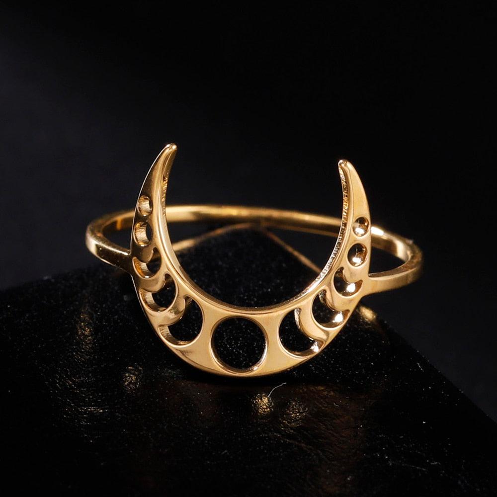 Crescent Moon Phases Witch Ring-MoonChildWorld