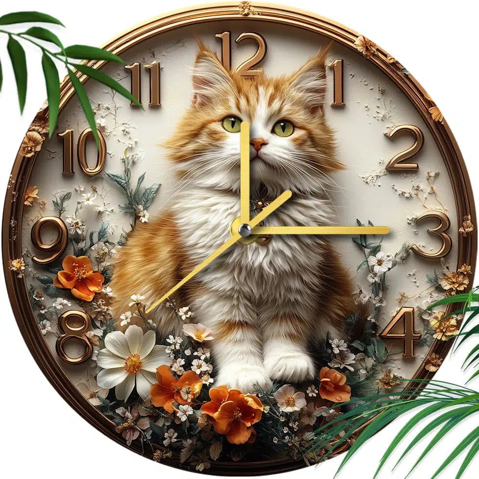 British Longhair Cat Wall Clock for Cat Lovers-MoonChildWorld